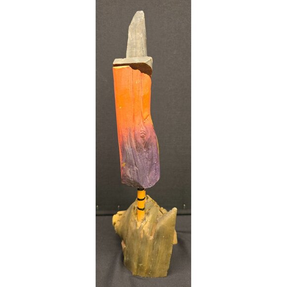 Primitive Folk Art Whimsy Creations Owl w Witches Hat Halloween Carving Figurine - Picture 2 of 9